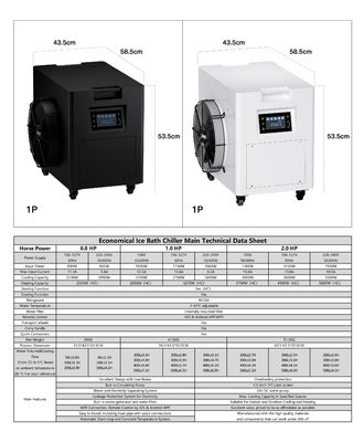 Freestanding Acrylic Cold Plunge Tub Chiller 0.8/1/2HP Uv Disinfection For Adult