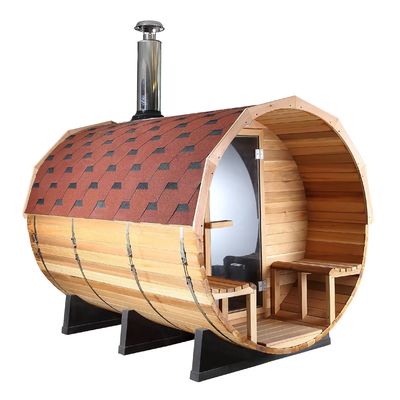 Panoramic Outdoor Sauna And Steam Room High Privacy With Wood Burning Stove