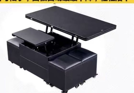 Rectangle Space Saving Lift Top Coffee Table Office Furniture With Storage Stools