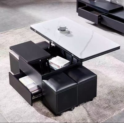 Rectangle Space Saving Lift Top Coffee Table Office Furniture With Storage Stools