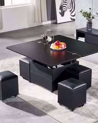 Rectangle Space Saving Lift Top Coffee Table Office Furniture With Storage Stools