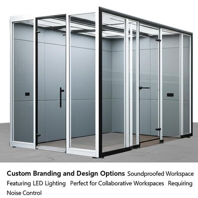 Custom Branding and Design Options Soundproofed Workspace Featuring LED Lighting Perfect for Collaborative Workspaces Requiring Noise Control