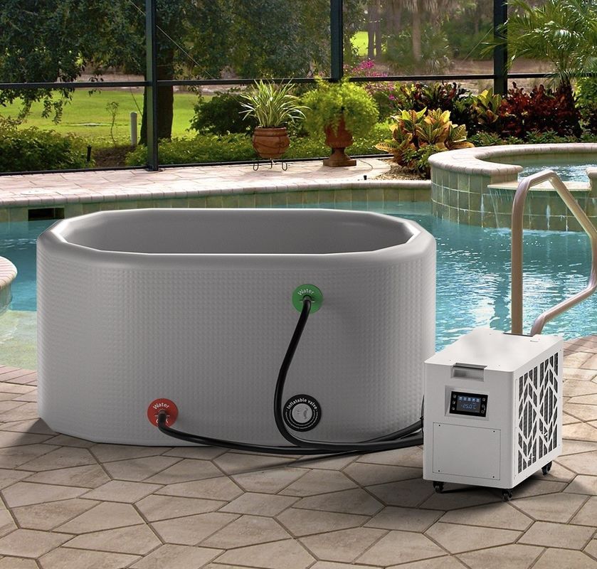 Commercial Ice Bath Tub Rectangular With Chiller One Recovery Barrel