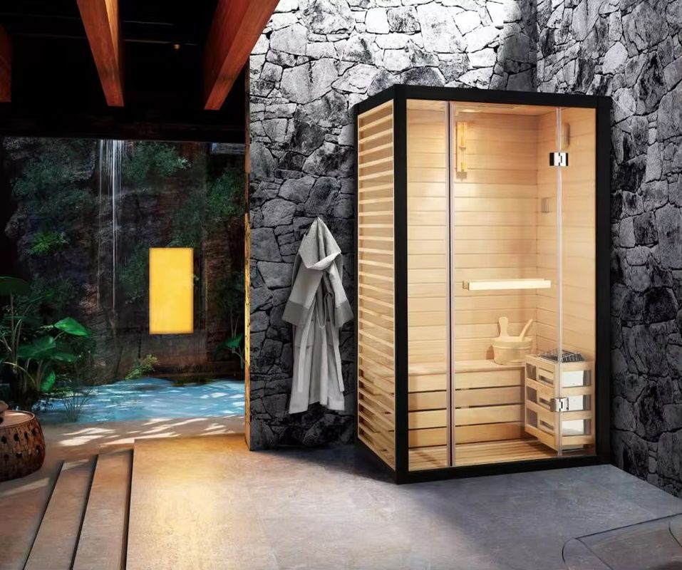 Single Person Steam Sauna Rooms 3.5KW 110V/220V With Tempered Glass Door